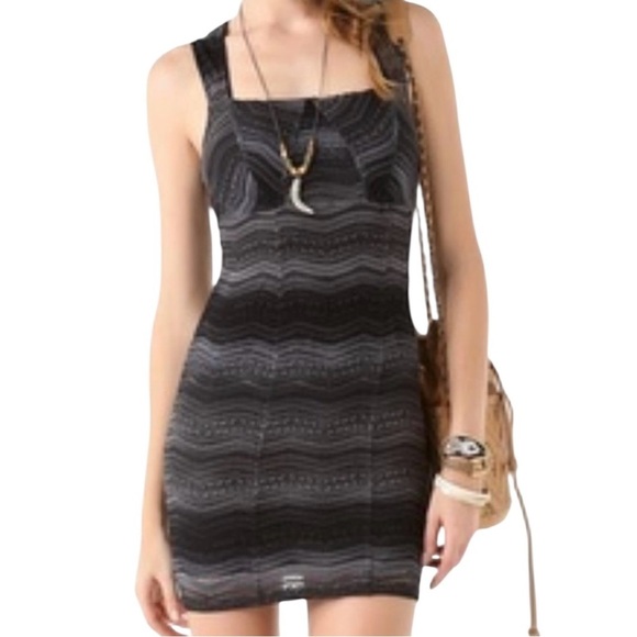 Free People Gray Ombré All You Ever Wanted Bodycon Mini Dress Size 0 - Picture 1 of 9